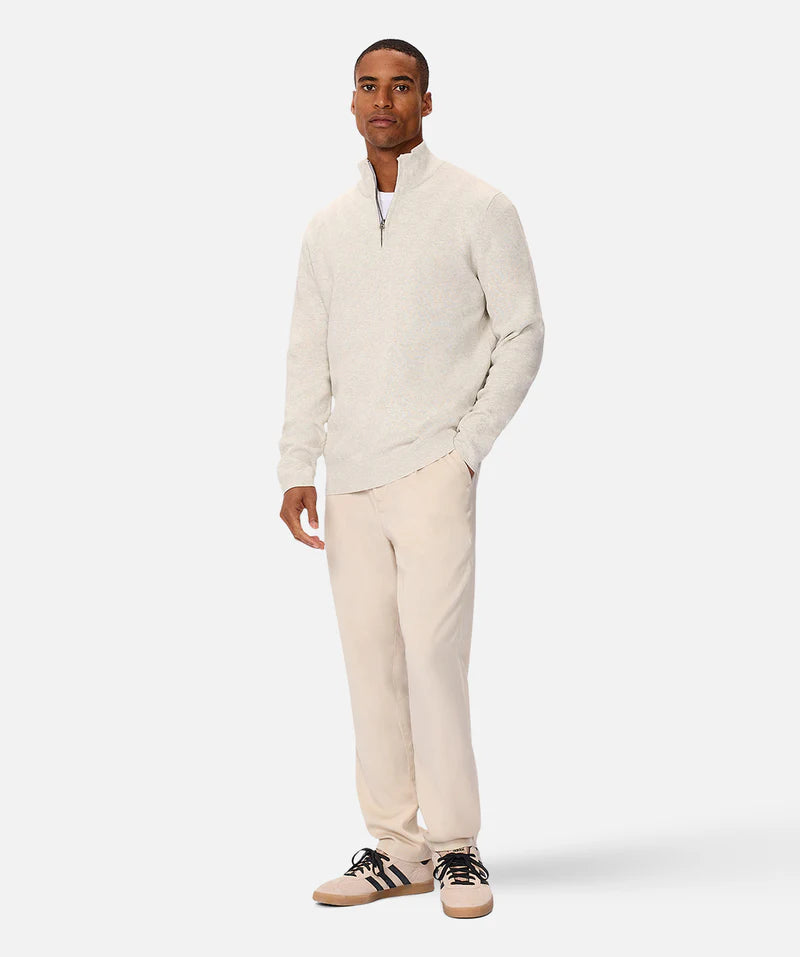 The Lakewood Zip Neck Knit - Oatmeal