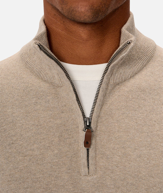 The Lakewood Zip Neck Knit - Wheat M 24