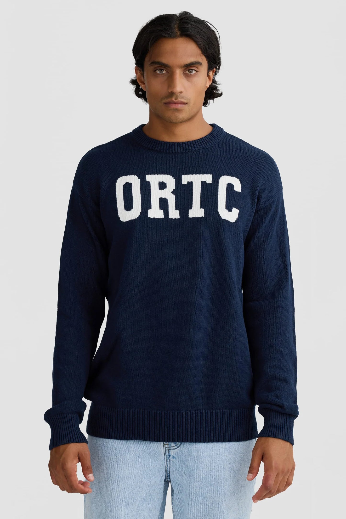 Original Logo Knit Crew French Navy