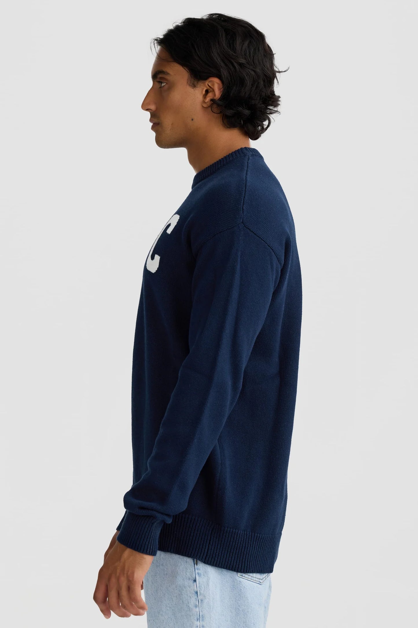 Original Logo Knit Crew French Navy