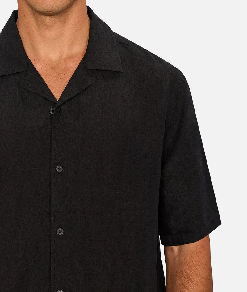 The St Martins Short Sleeve Linen Shirt - Black