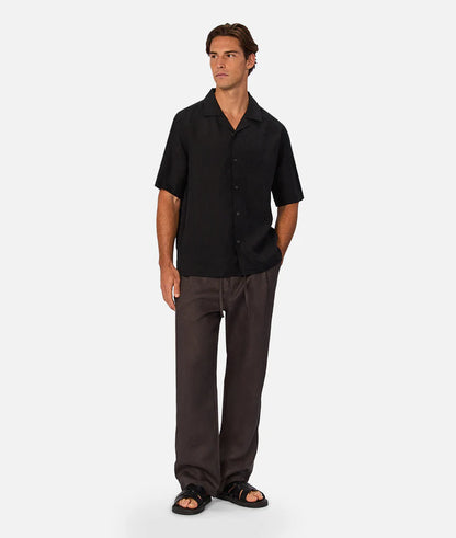 The St Martins Short Sleeve Linen Shirt - Black