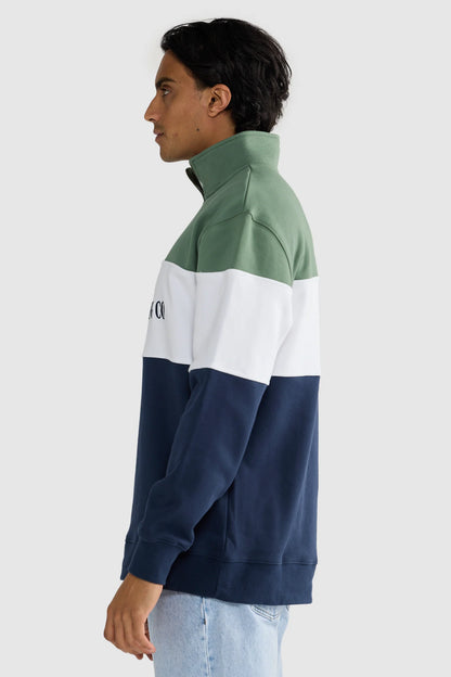 Classic Logo Quarter Zip Olive and Navy