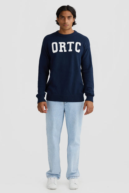 Original Logo Knit Crew French Navy